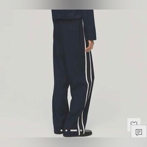 Mango Black Pants with White Stripes